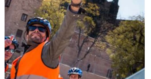 Close-up Segway rider selfie in Malaga historic street tour