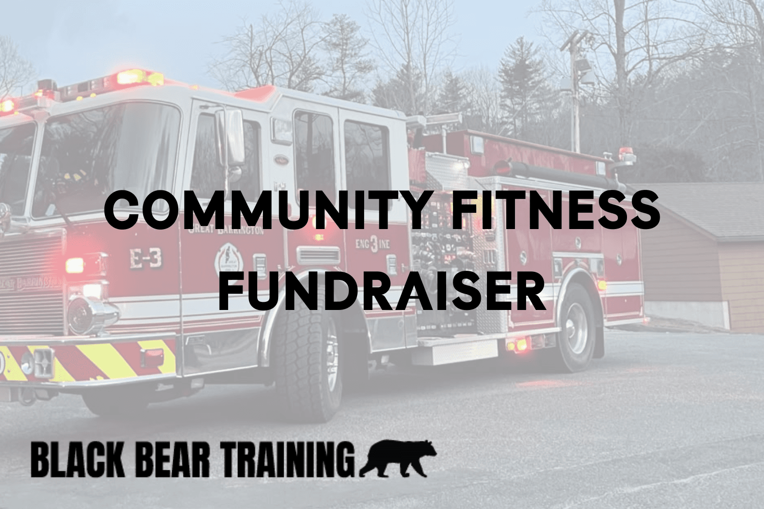 Fire engine parked at community fitness fundraiser outdoors