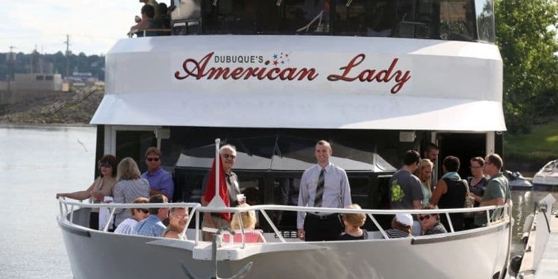 Exterior of American Lady cruise boat with passengers
