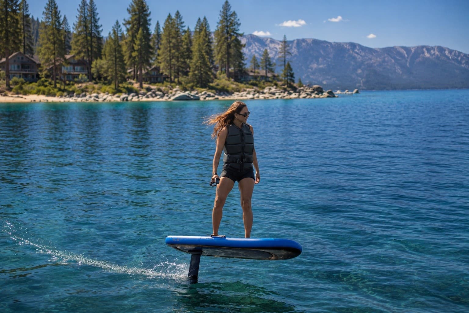 Fly Above Lake Tahoe: Donner Beach Marina eFoil Solo Lesson in Truckee