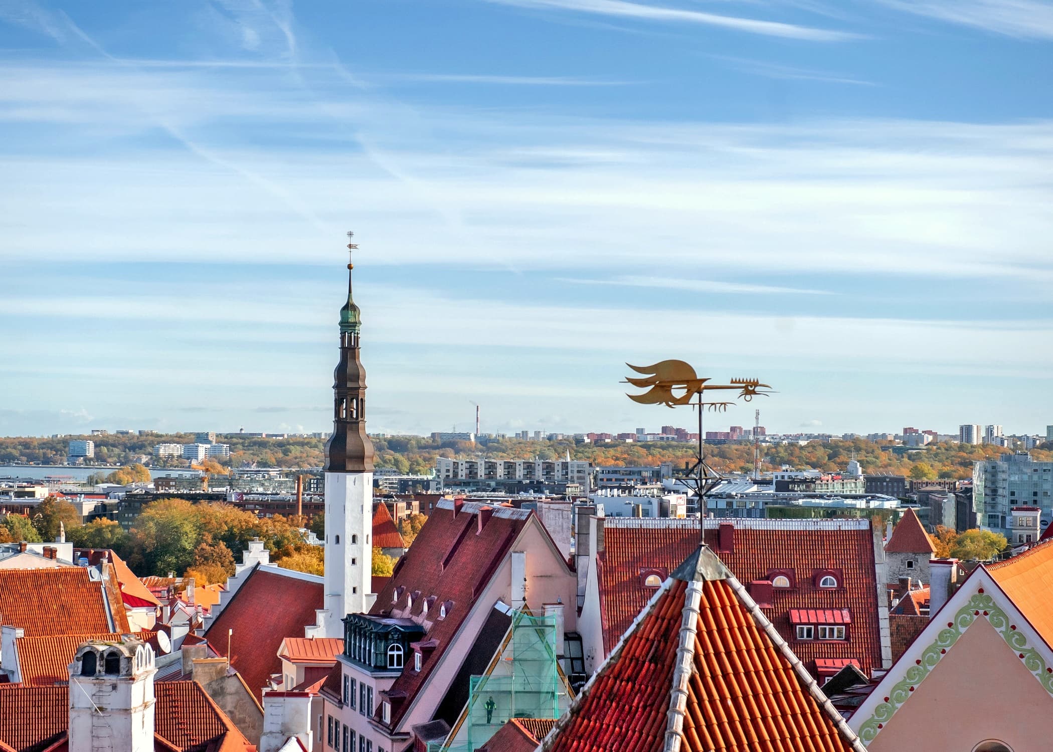 Tallinn skyline panorama from rooftop viewing terrace