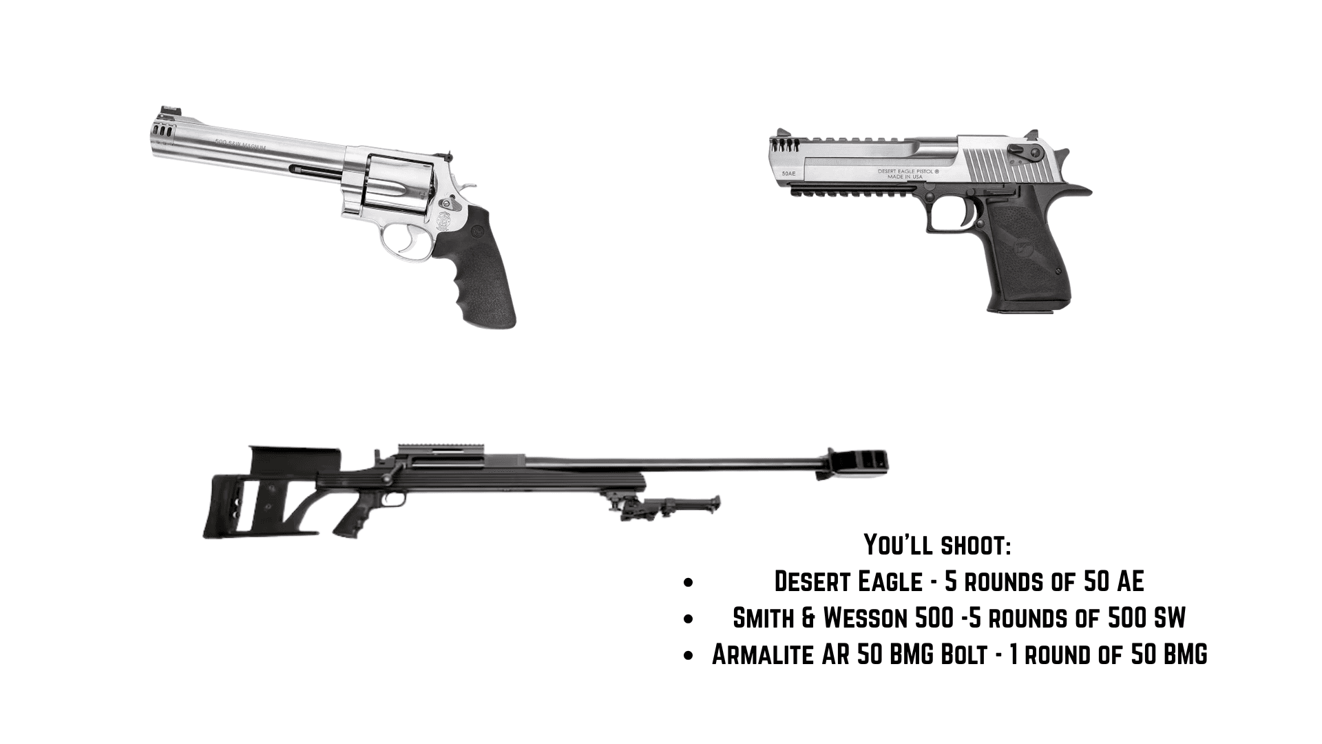 Fire a Desert Eagle, S&W 500 & .50 BMG in Albuquerque — 50 Cubed Package (Westside) photo 2