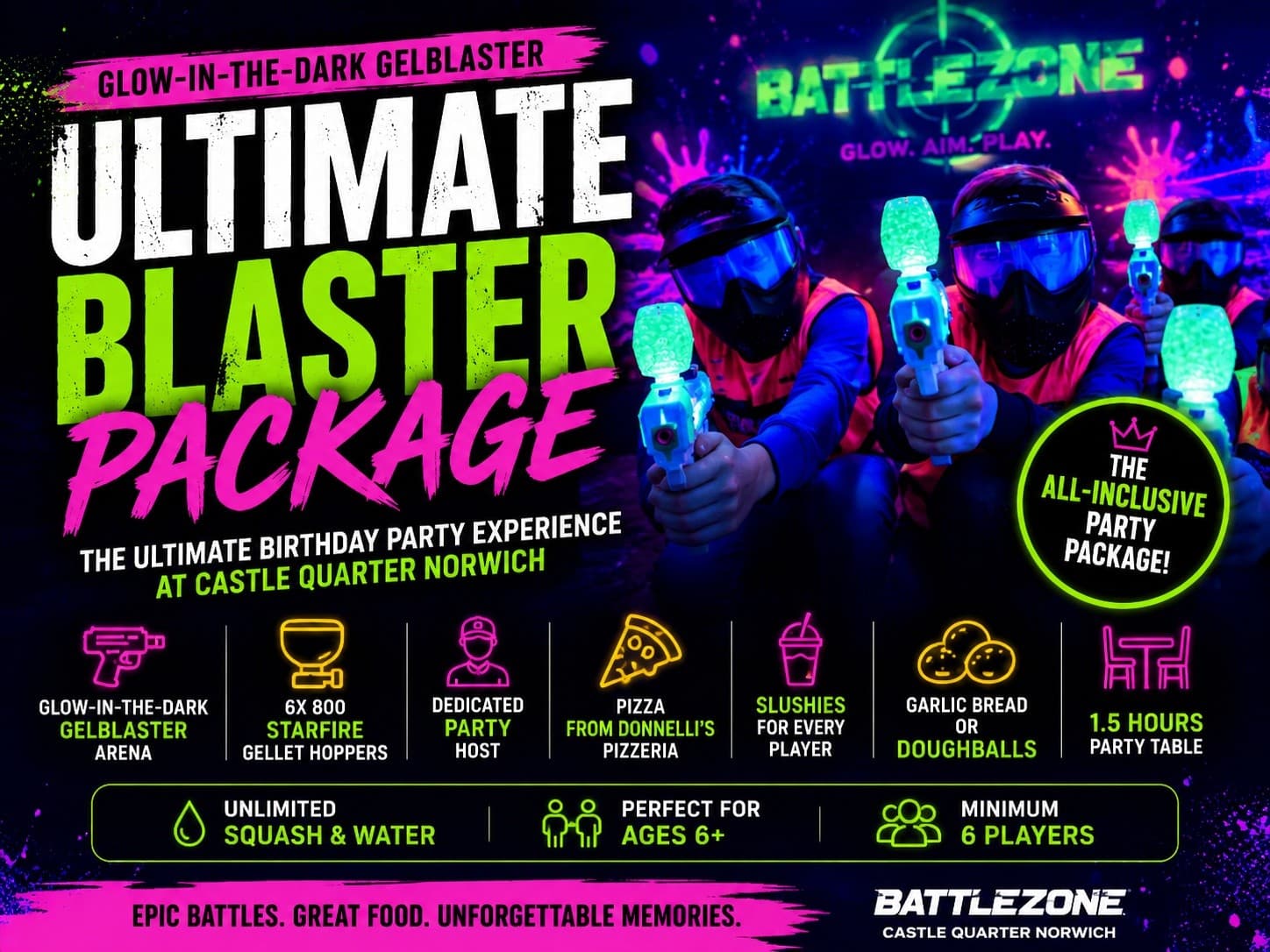 Glow-in-the-Dark GelBlaster Parties at Castle Quarter Norwich