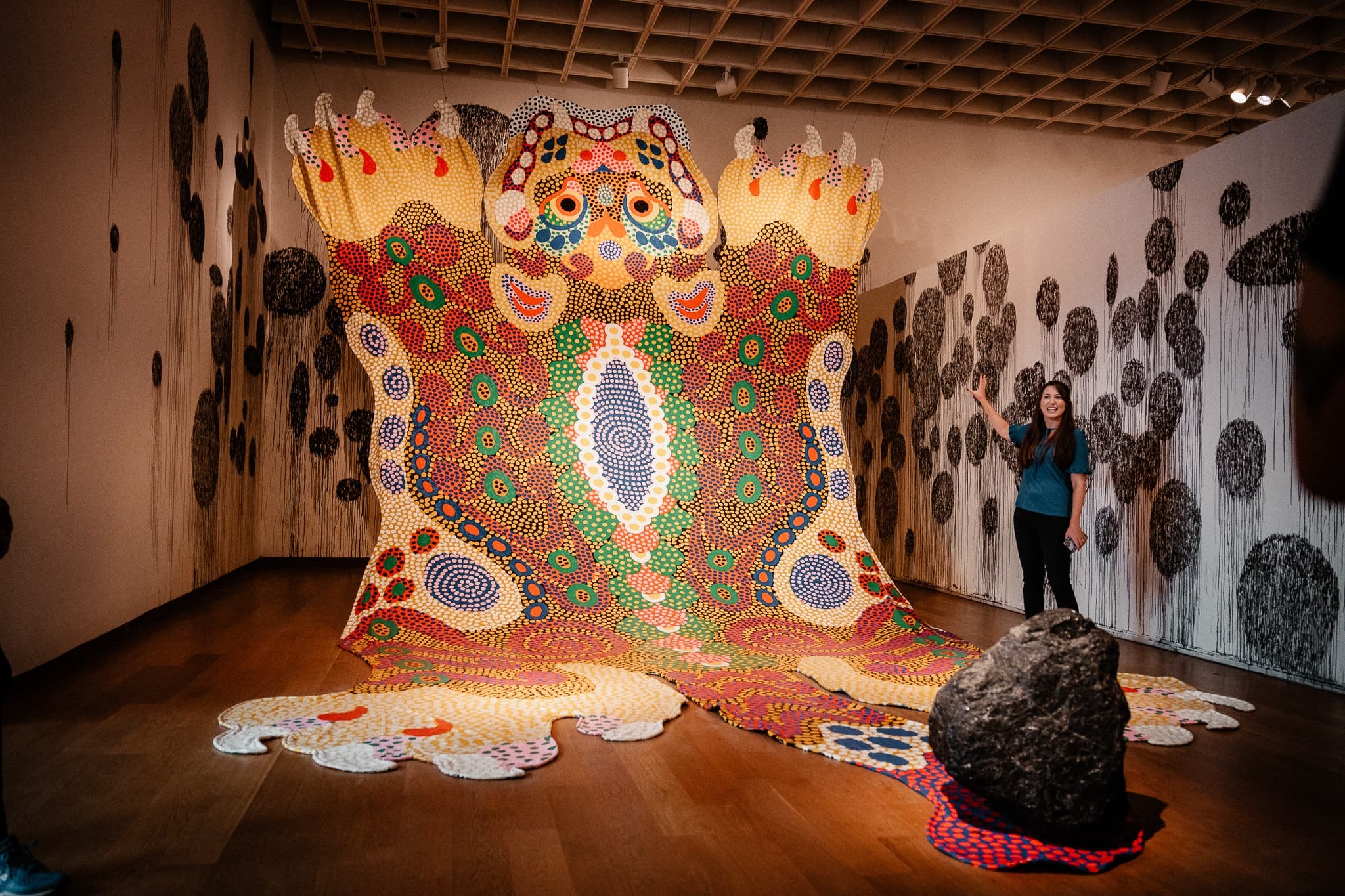 Colorful indoor art installation in contemporary museum gallery
