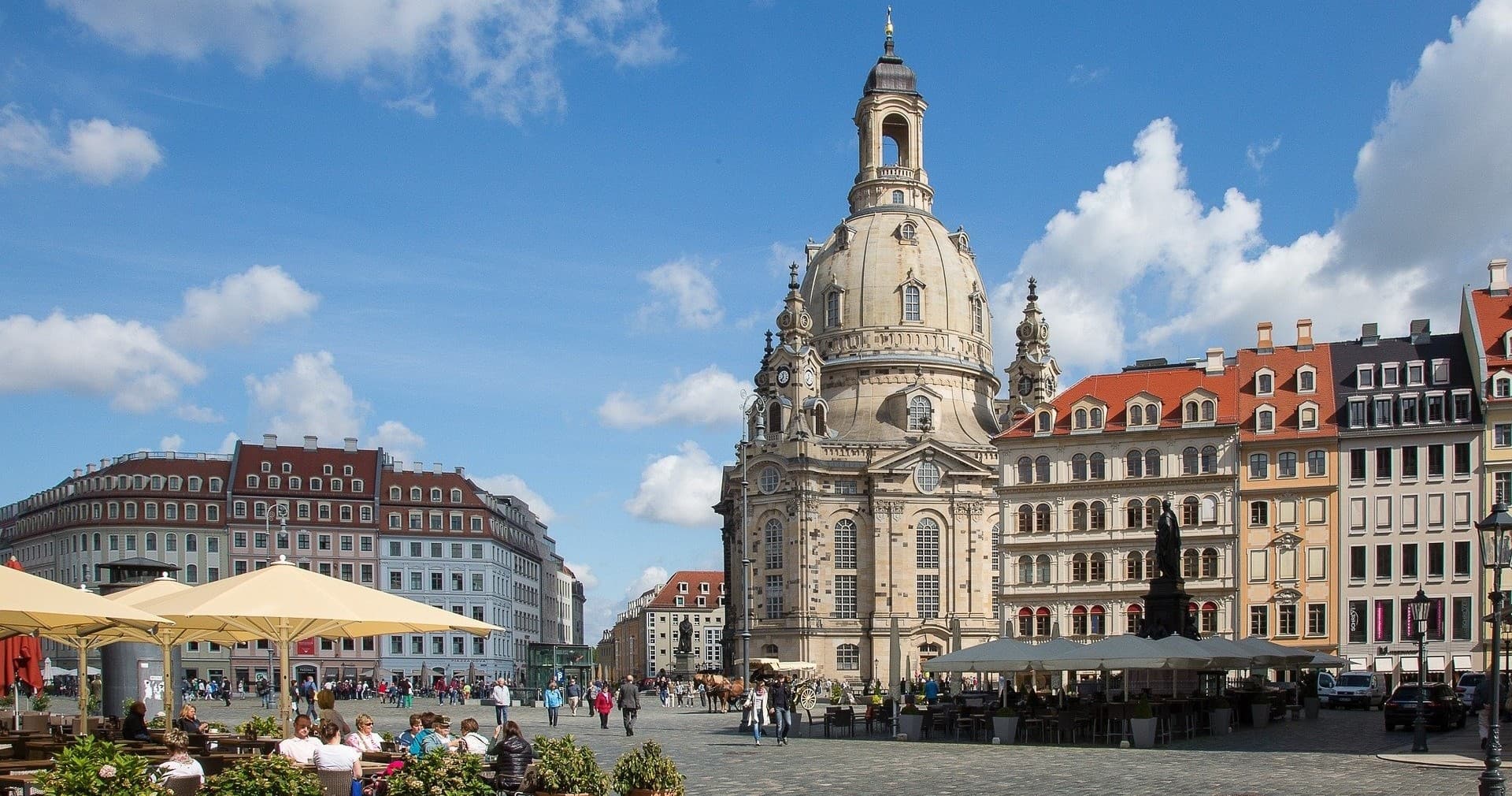 Historic Dresden cathedral and market square for cultural tours