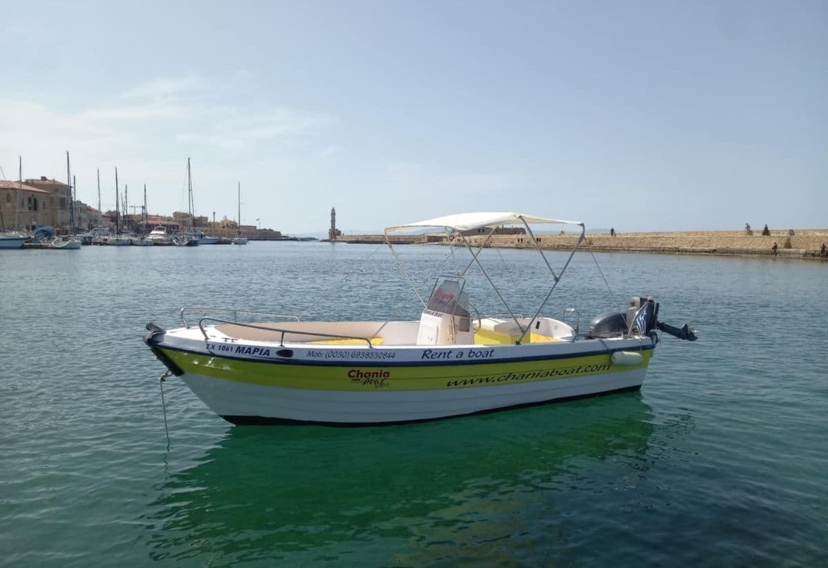 Pilot a 30hp Poseidon Mare from Chania Old Harbor — No-License Boat Rental in Crete photo 1
