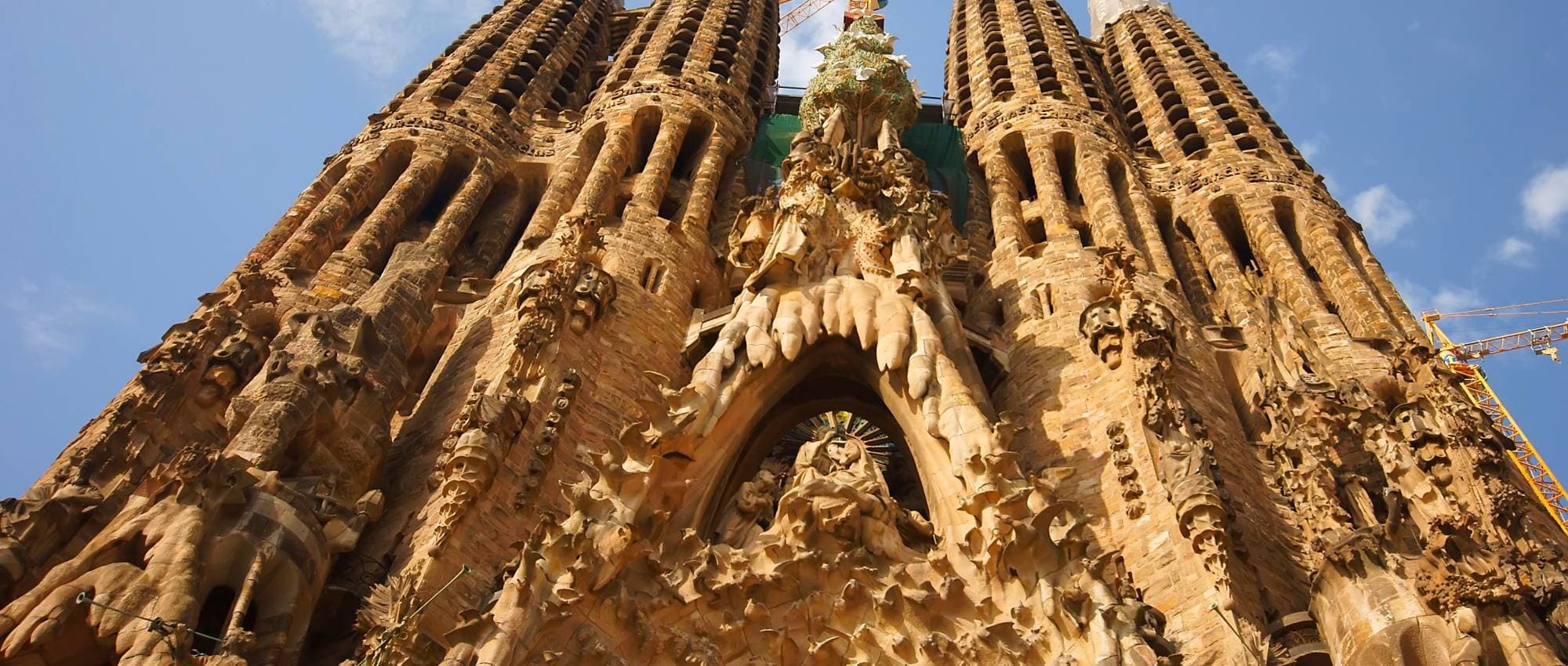 Aerial Barcelona cityscape showcasing Sagrada Familia skyline