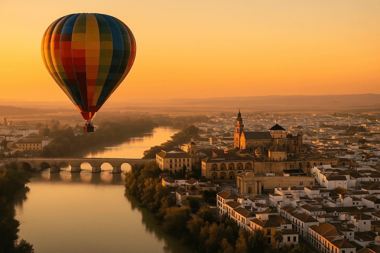 Sunrise Hot-Air Balloon Over Arcos de la Frontera: Lake, River & Campiña Views