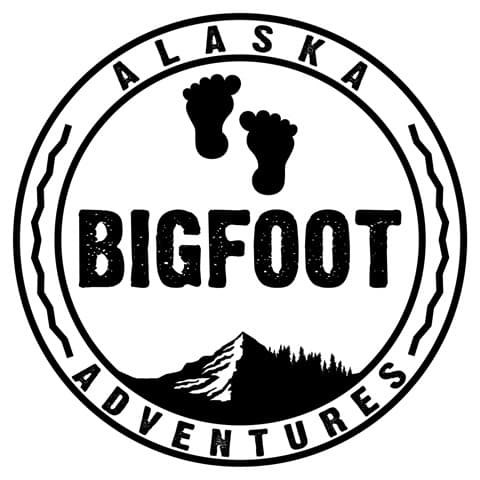 Bigfoot Adventures logo with Alaska mountain and footprints