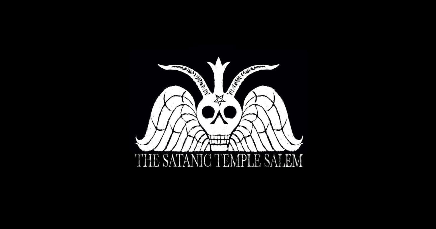 Satanic Temple Salem logo on black banner, branding