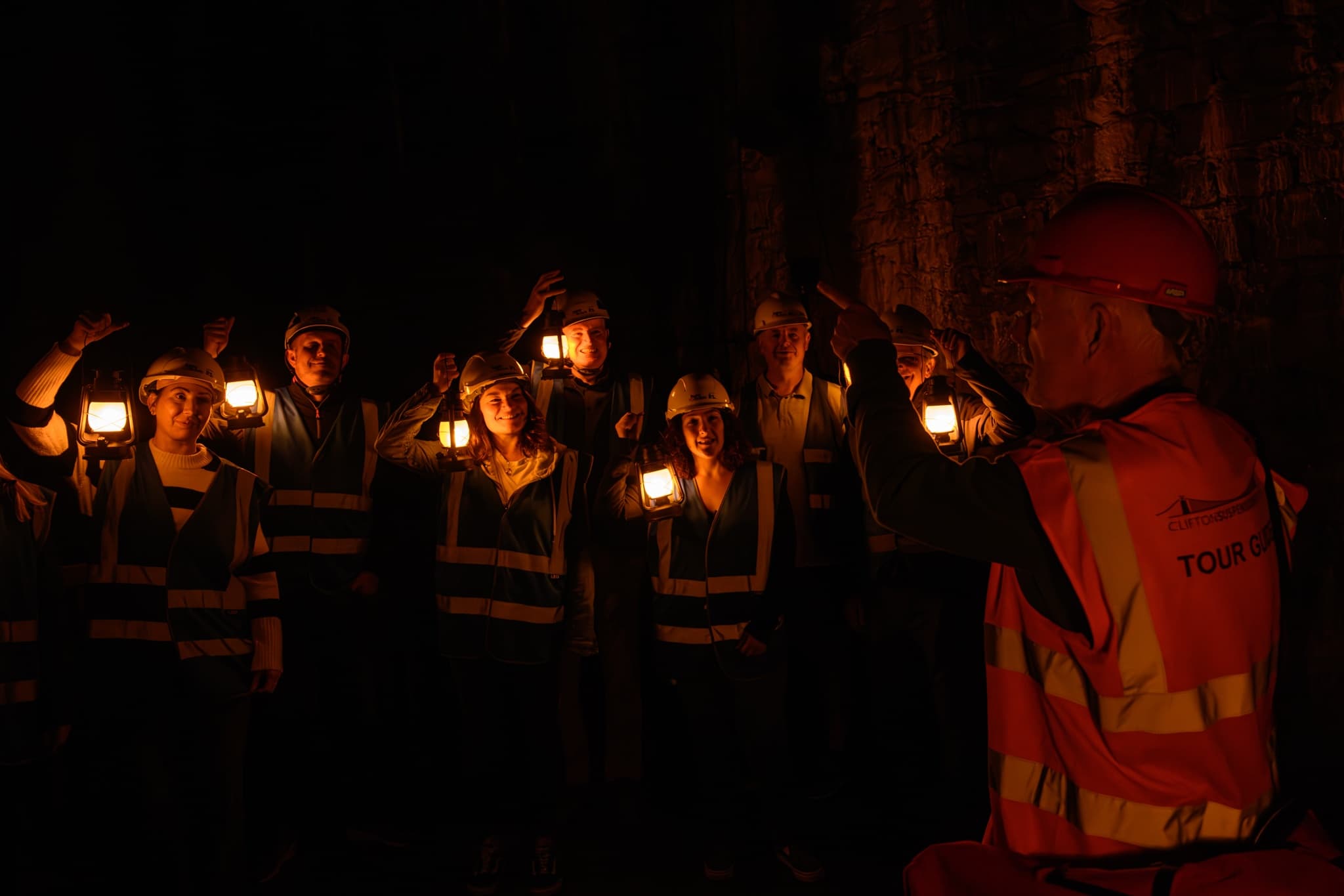 Evening lantern tour inside Clifton Bridge tunnels with guide
