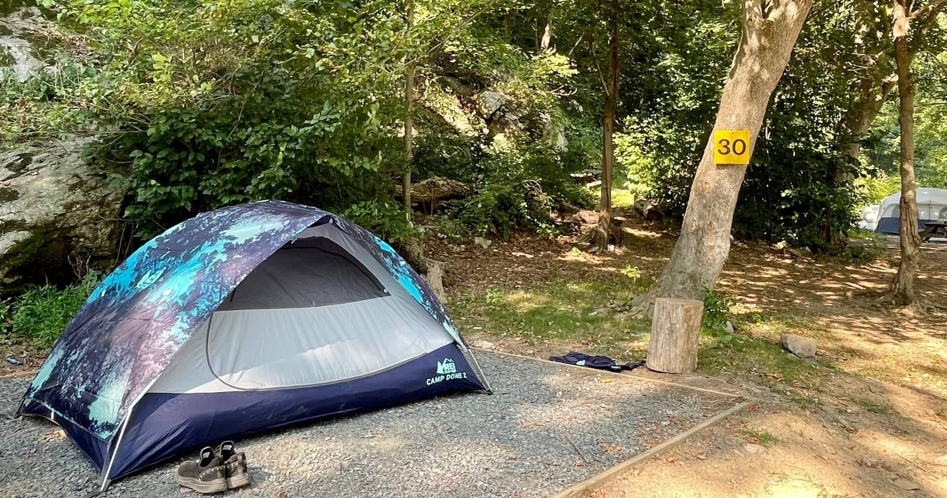 Mountaintop Single at Harpers Ferry Adventure Center: Camp with Overlooks & Private River Access