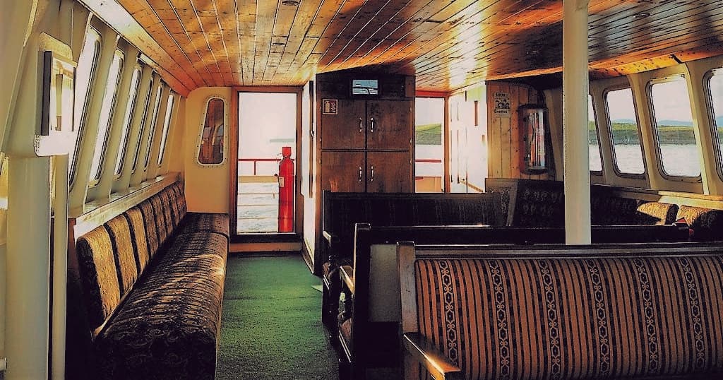 Interior seating of passenger ferry cabin showing onboard space