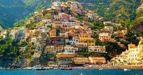 Colorful cliffside town cascading to the Tyrrhenian Sea