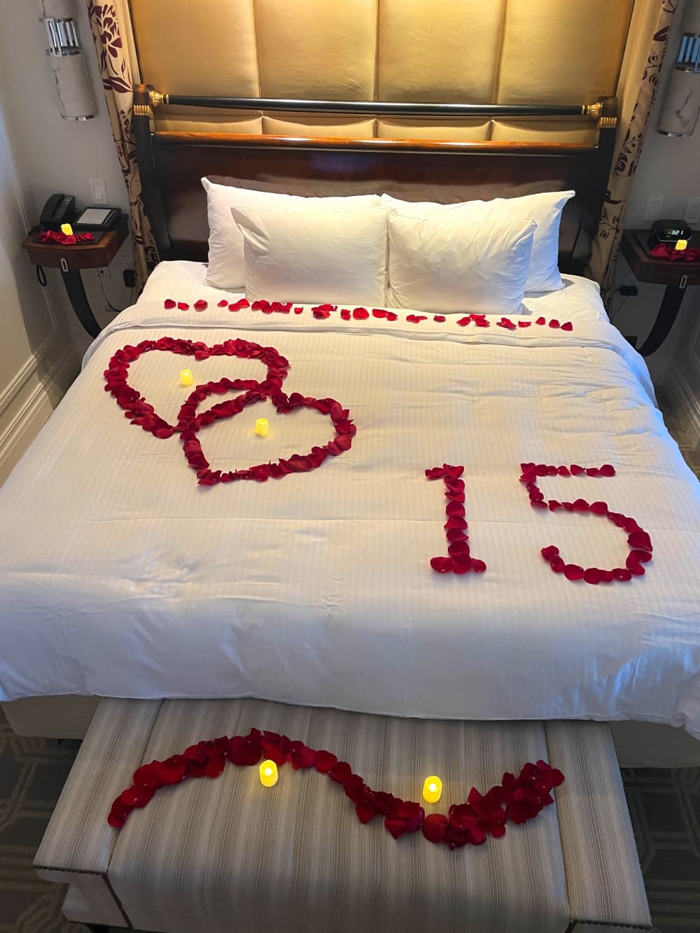 Romantic Anniversary Hotel Room Decor in Las Vegas