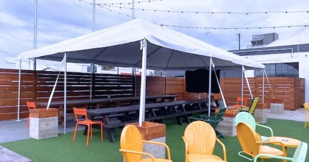 Canopy at Prescott Table Rentals in Oakland: Shaded Outdoor Group Space