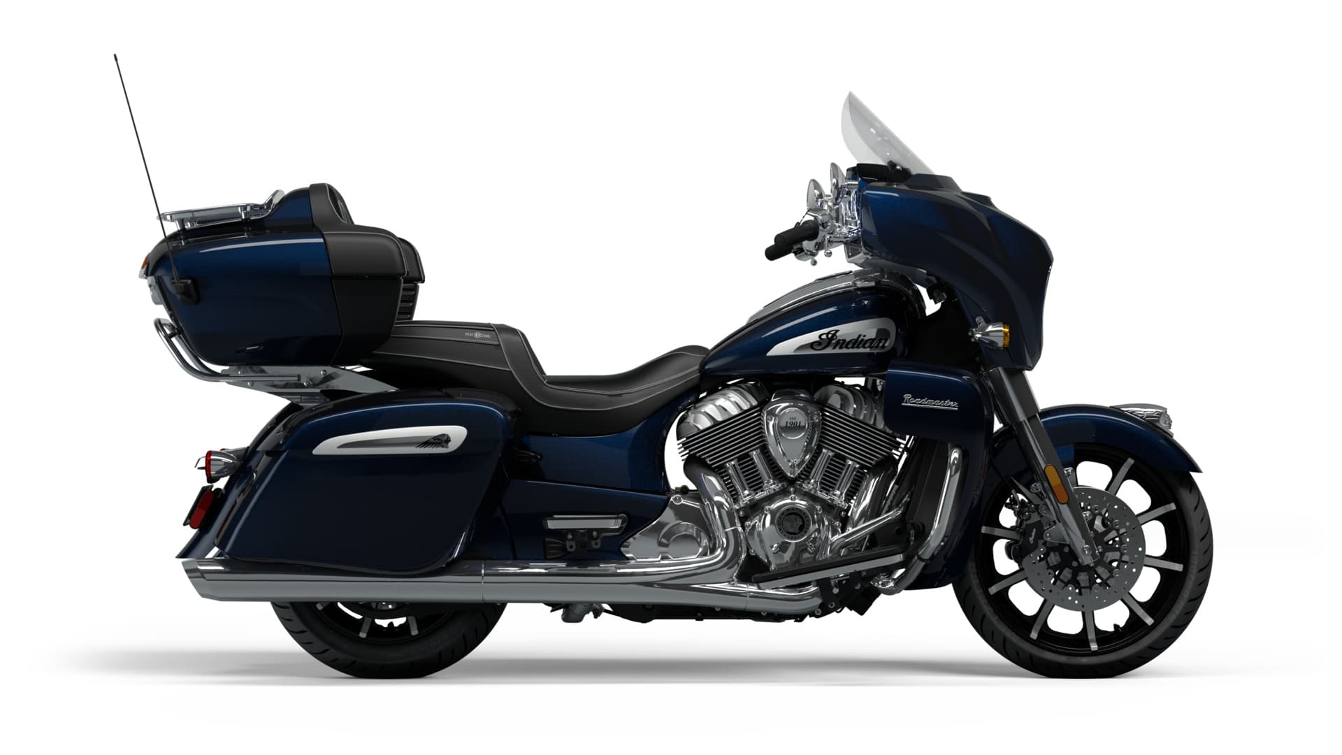 Large touring bike on white studio background, comfortable highway ride