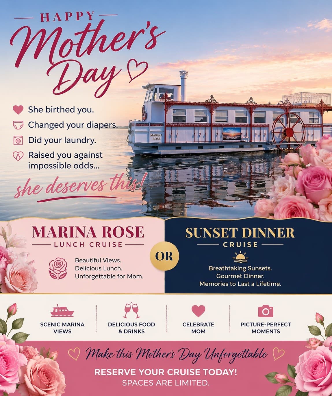Mother's Day Sunset Dinner Cruise on the Marina Rose in Hernando Beach
