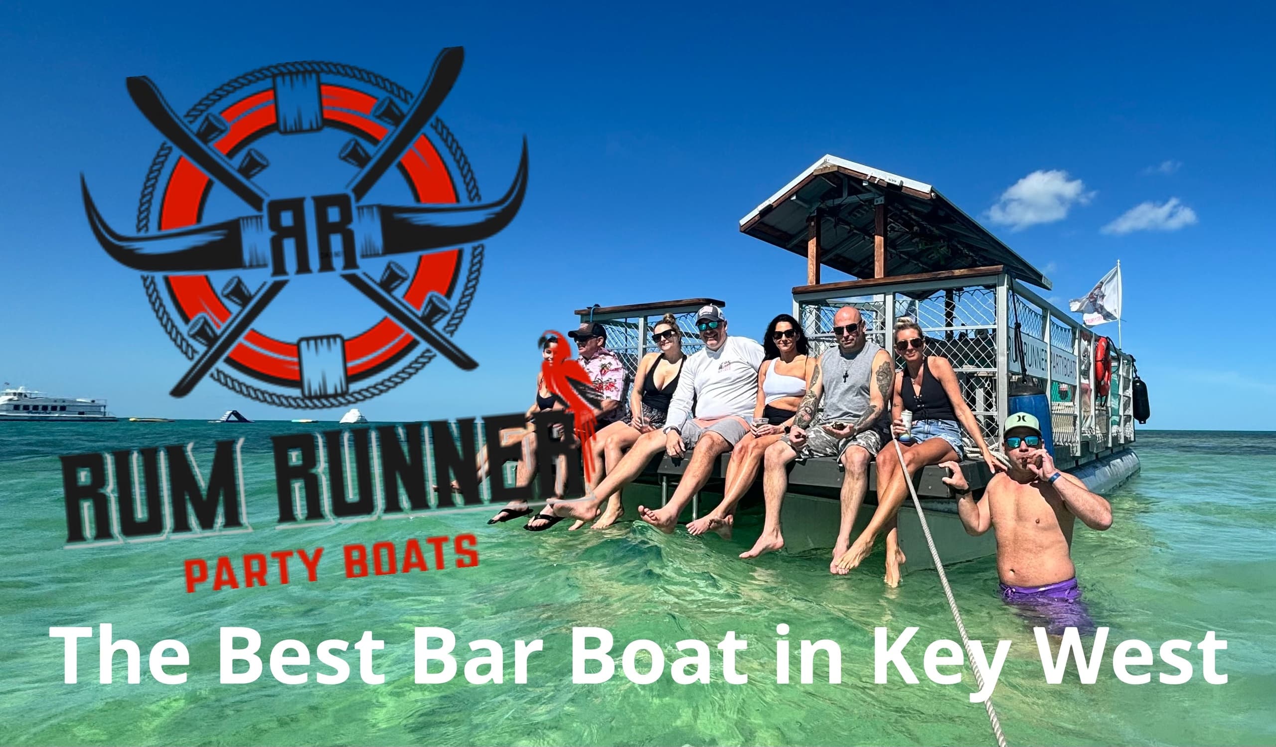 Guests relaxing on Rum Runner party boat in Key West waters