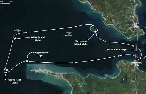 Under the Mackinac Bridge: Western Straits Lighthouse Cruise Aboard OLIVE