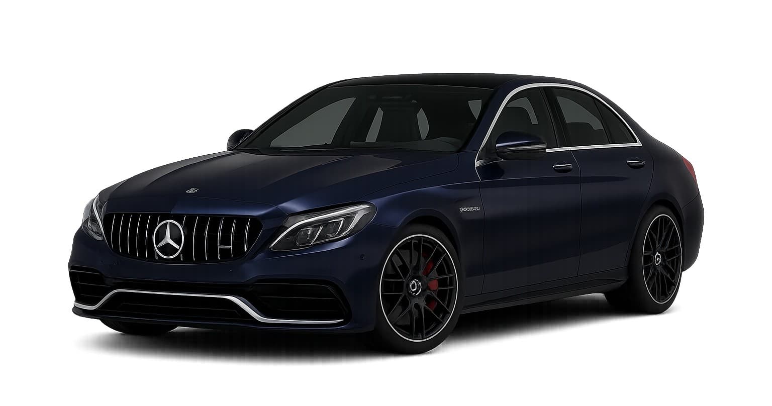 Midnight-Blue Mercedes-AMG C63 S: High-Performance Rental in Sterling Virginia