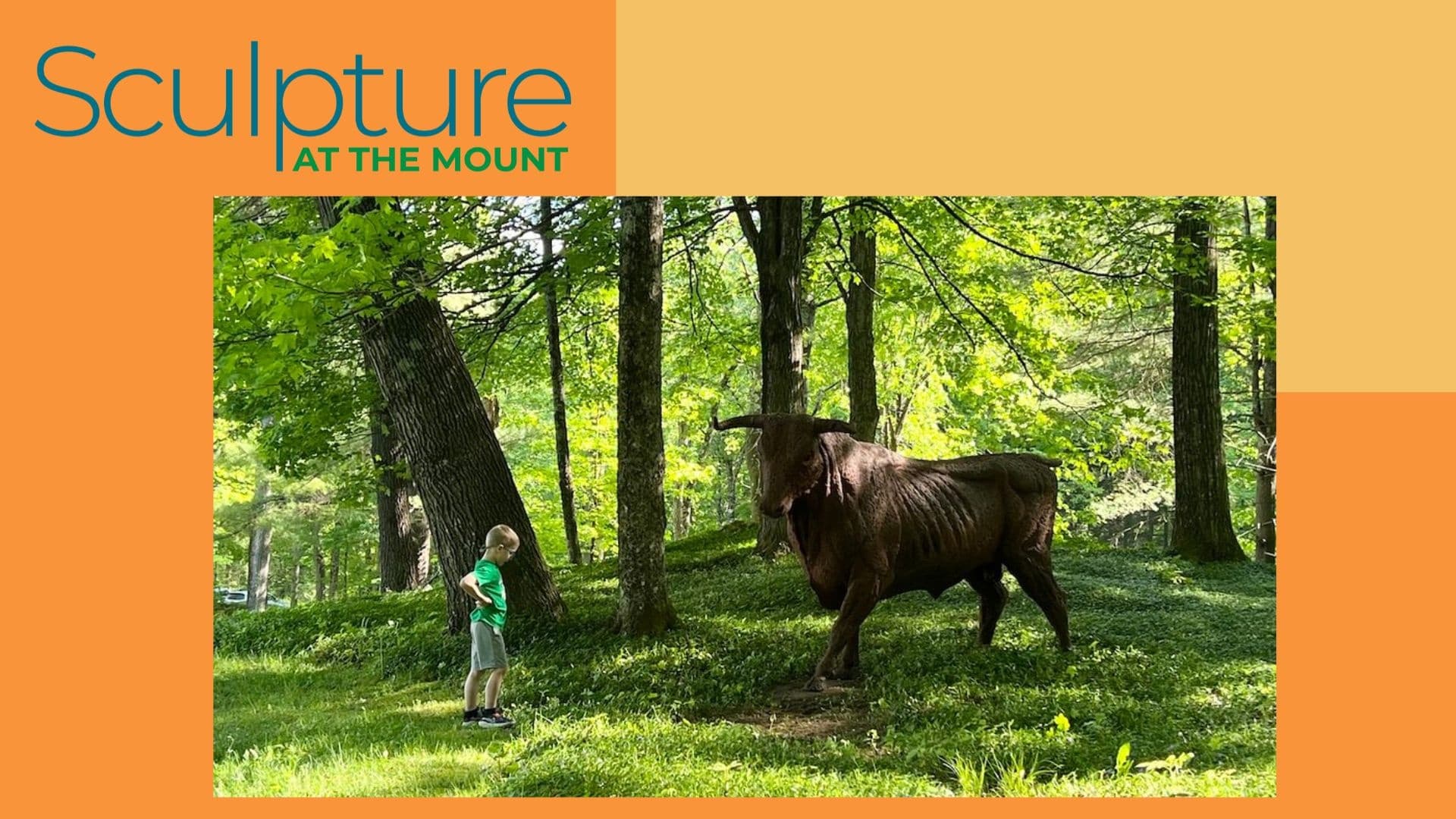 Sculpture in a leafy meadow at The Mount, outdoor art