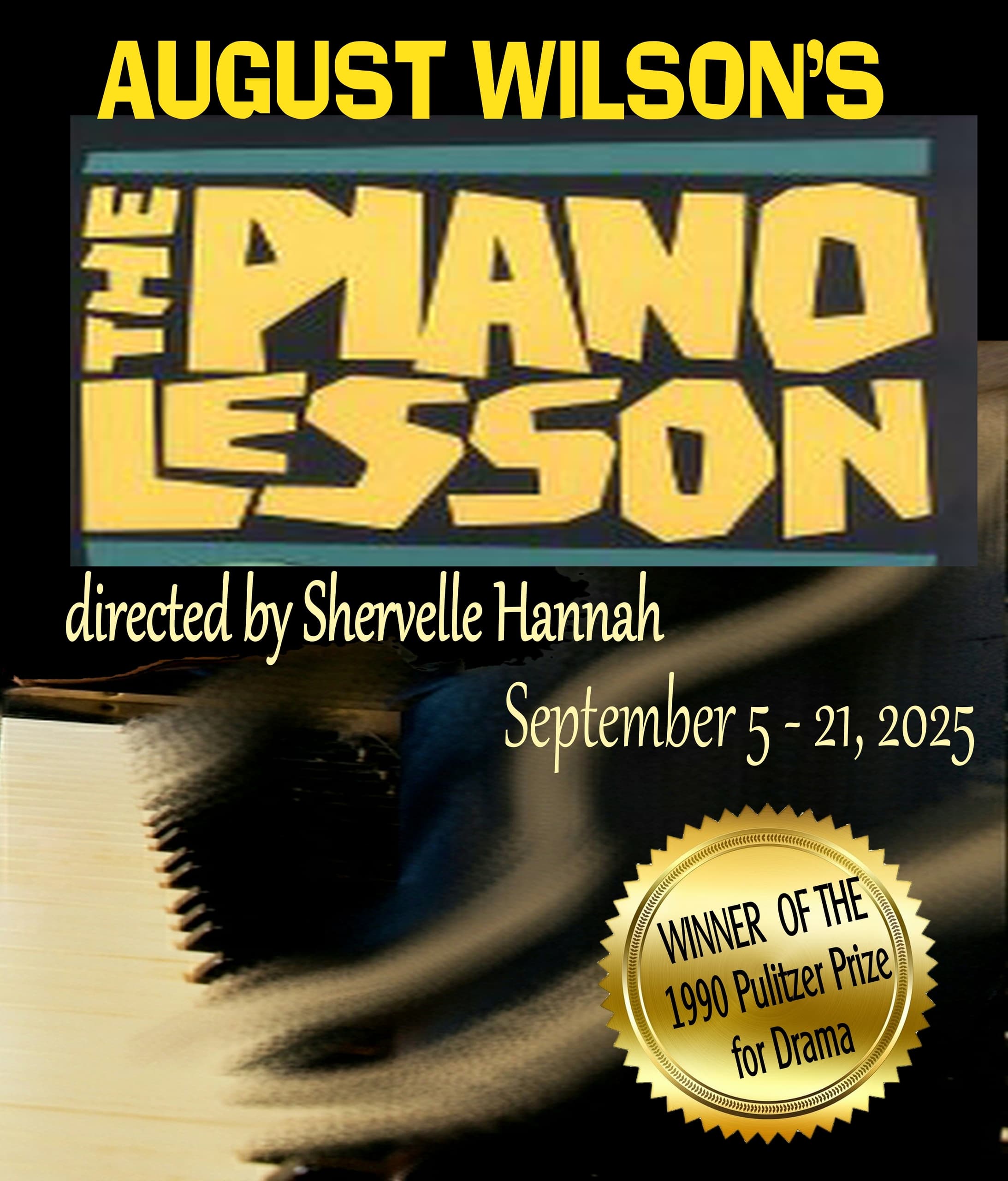 Bold typographic poster for The Piano Lesson with dramatic art