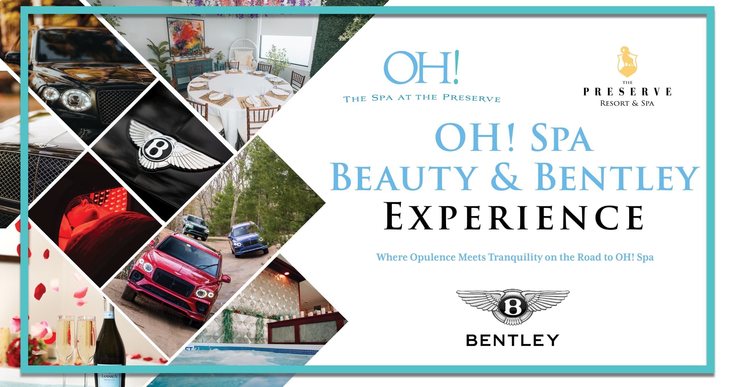 Luxury spa and Bentley promotion, indoor wellness and beauty experience
