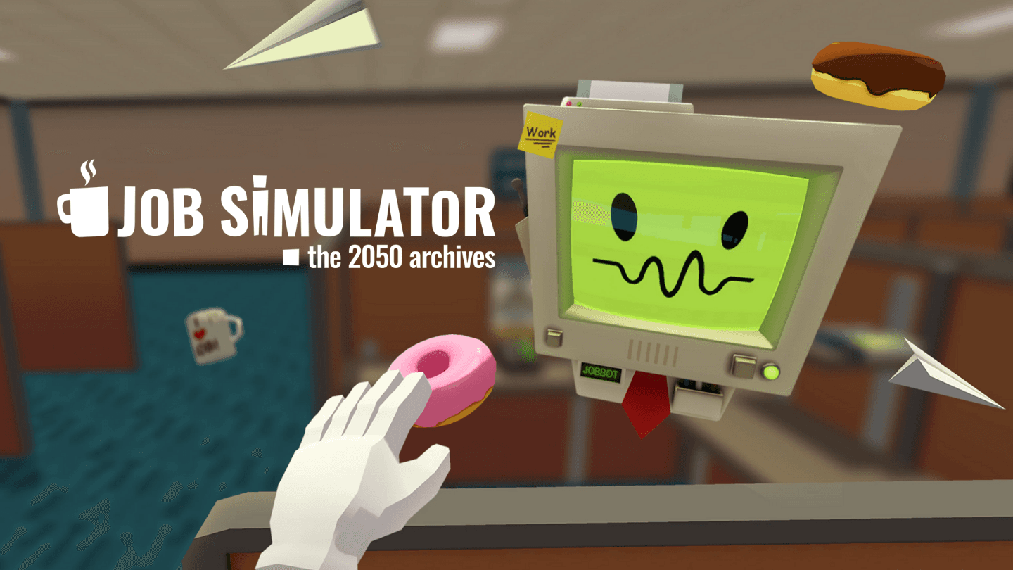 Office job VR simulation in corporate cubicle environment