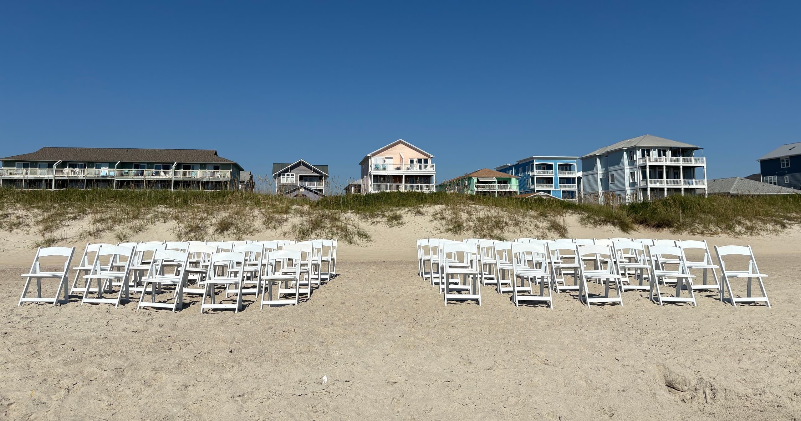 Beach Wedding Chair Rental in Carolina Beach, NC - Simple Seaside Setup