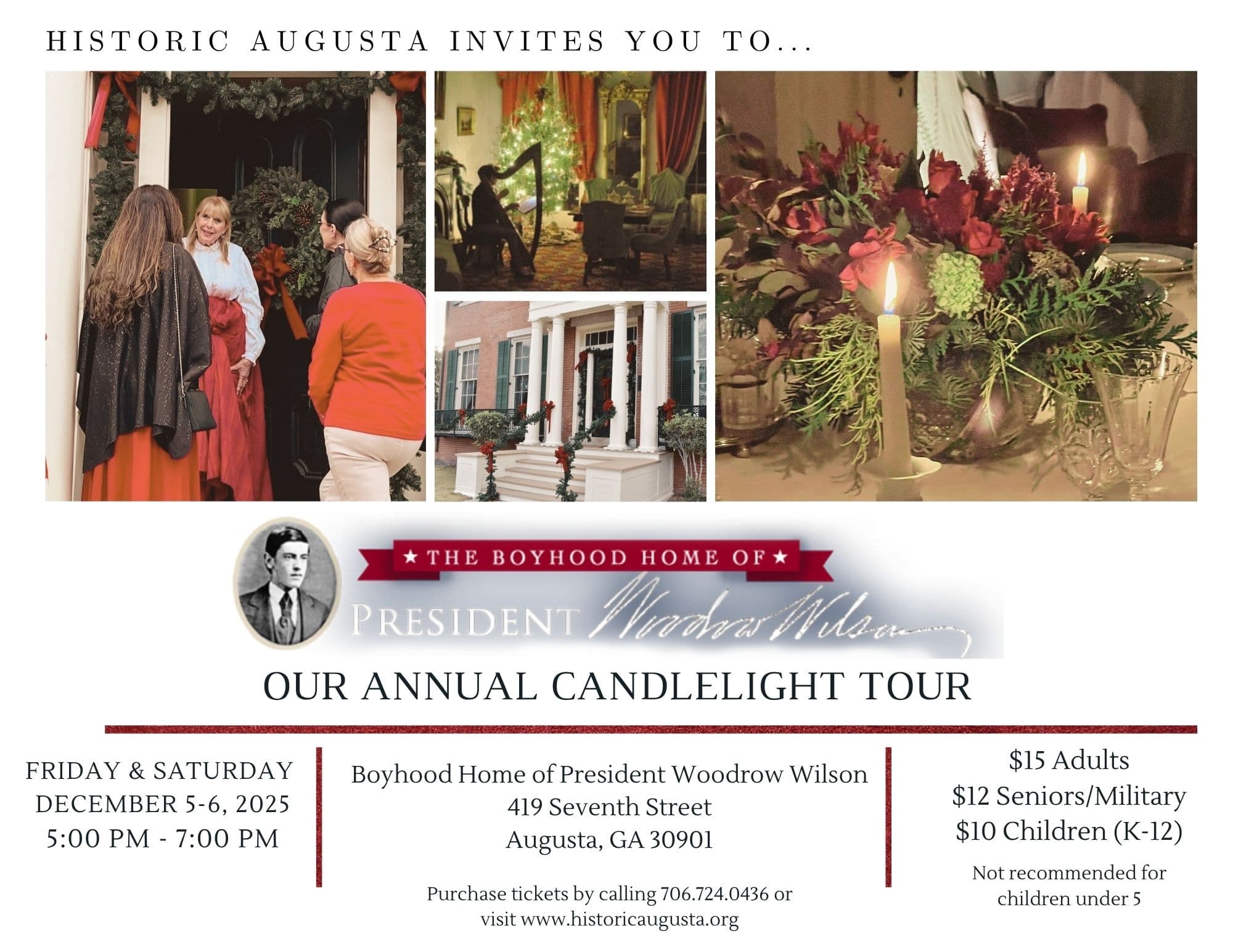 Step Back in Time: 1860's Candlelight Christmas at Woodrow Wilson’s Boyhood Home in Augusta, Georgia