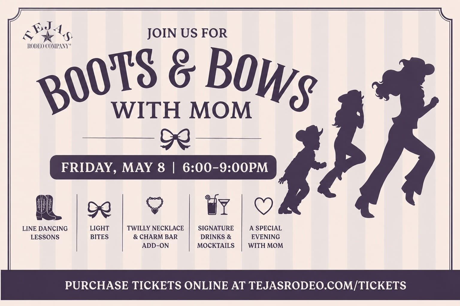 Boots & Bows with Mom: Line Dancing & Twilly Charm Bar at Tejas Rodeo