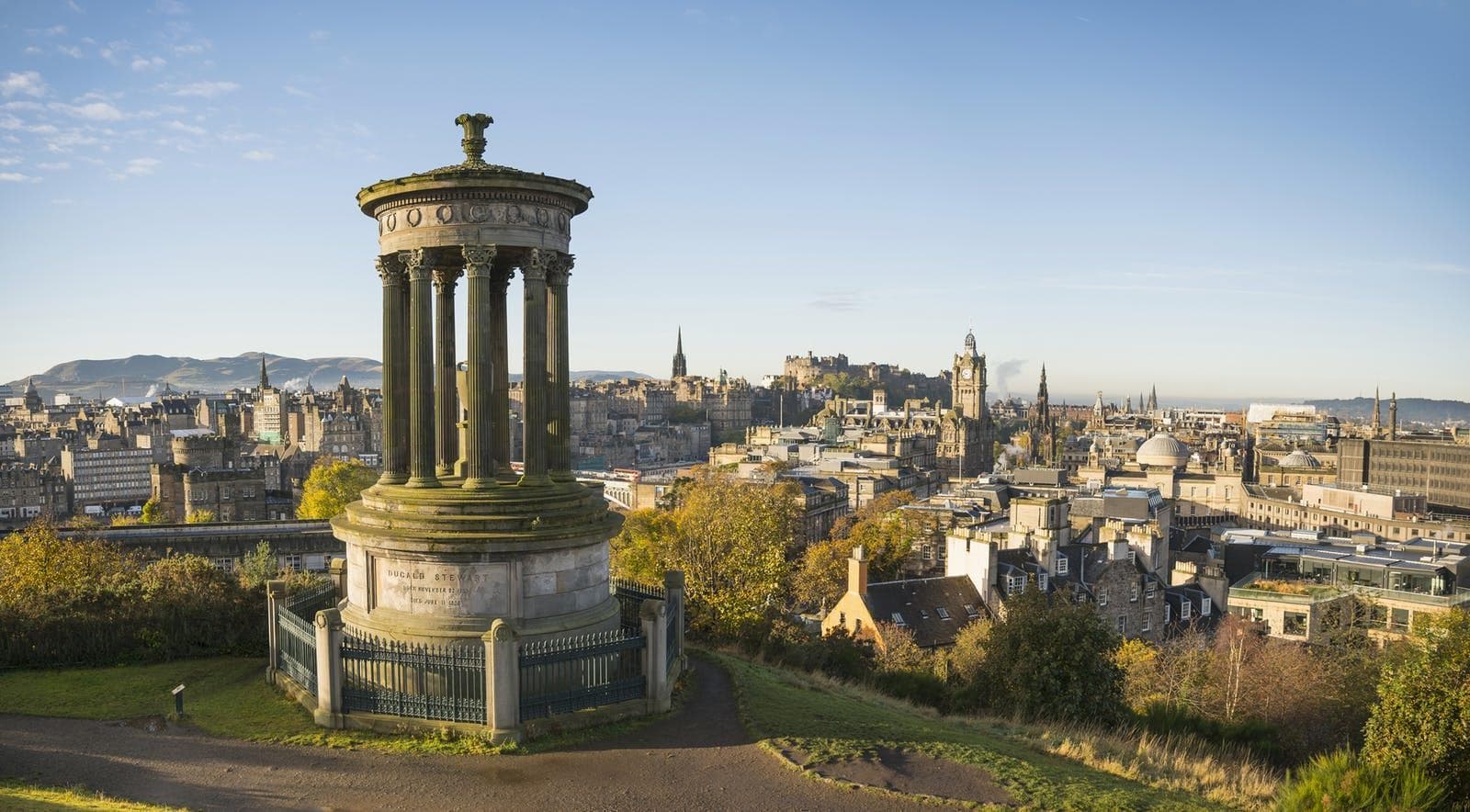 Panoramic hill viewpoint over Edinburgh from Calton Hill