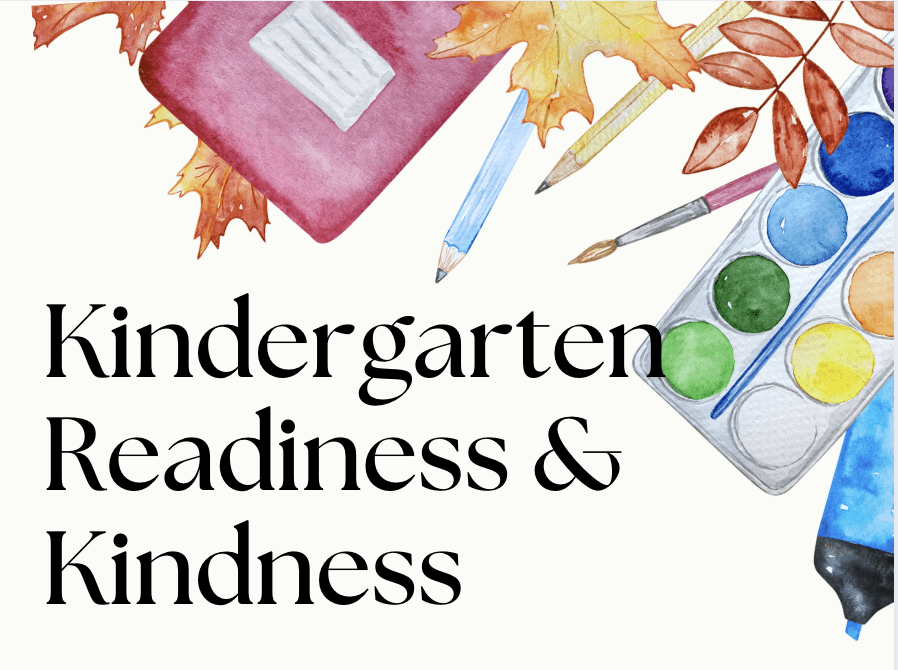 Watercolor school poster: Kindergarten readiness and kindness
