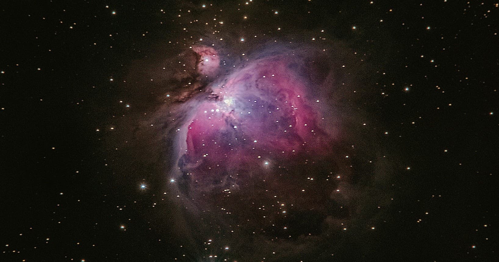 Astrophotography of Orion Nebula in deep space starfield