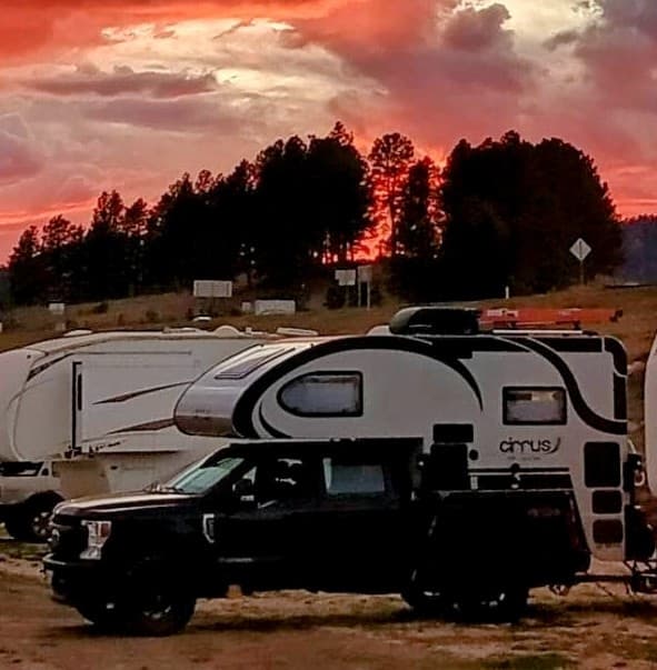 Truck & Camper Space at Custer RV Park, South Dakota