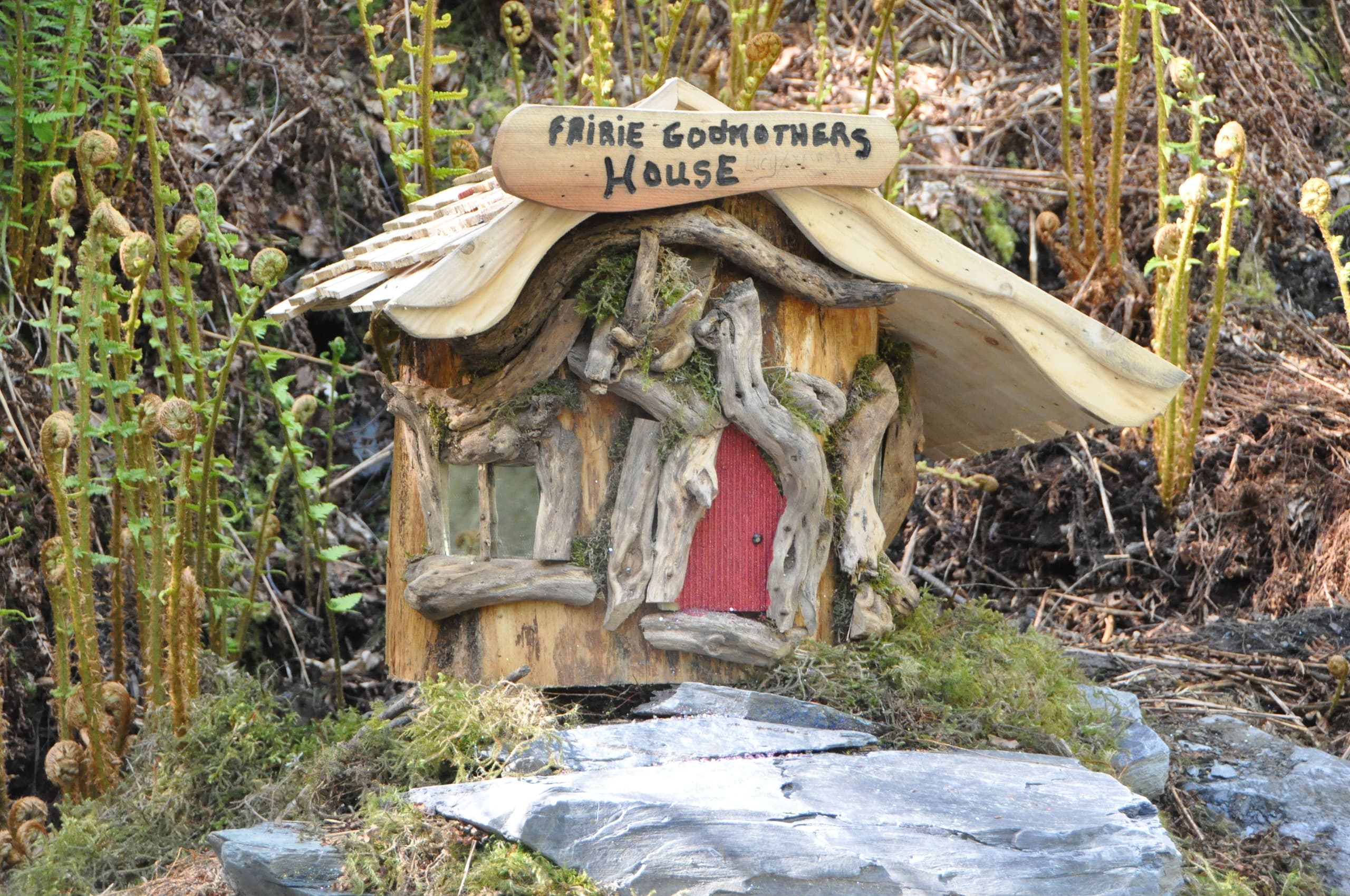 Whimsical faerie house nestled in woodland, trail discovery photo