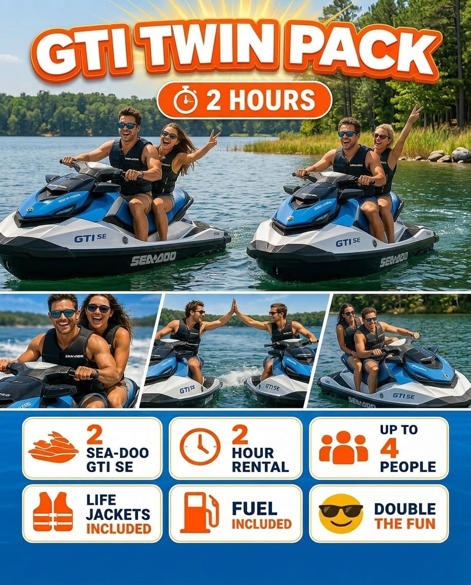 Sea-Doo GTI Twin Pack + Tube at Jordan Lake — 2-Hour Wake & Tow near Chapel Hill