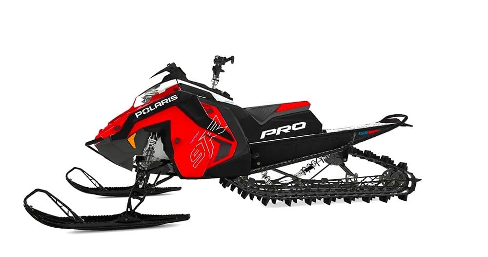 Red Polaris snowmobile rental product shot for winter trails