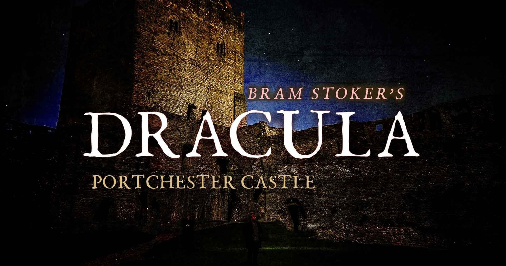 Portchester Castle ruins at night for Dracula-themed tour