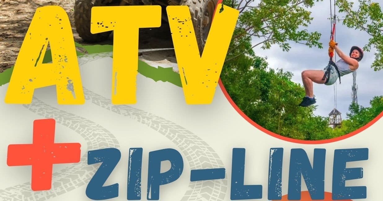 Zip-line rider soaring through tropical canopy on Cozumel tour