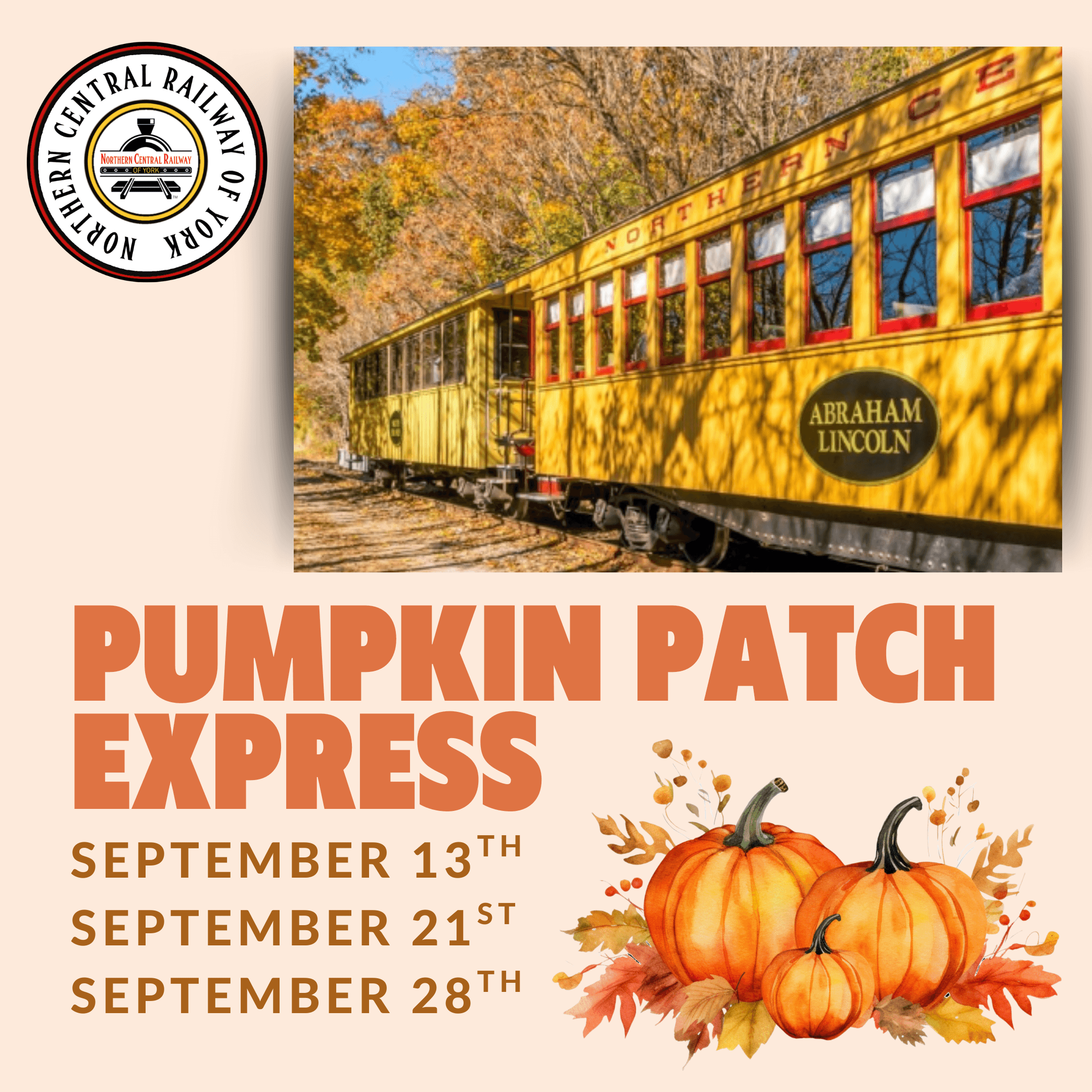 Pumpkin Patch Express Train Ride in New Freedom, PA