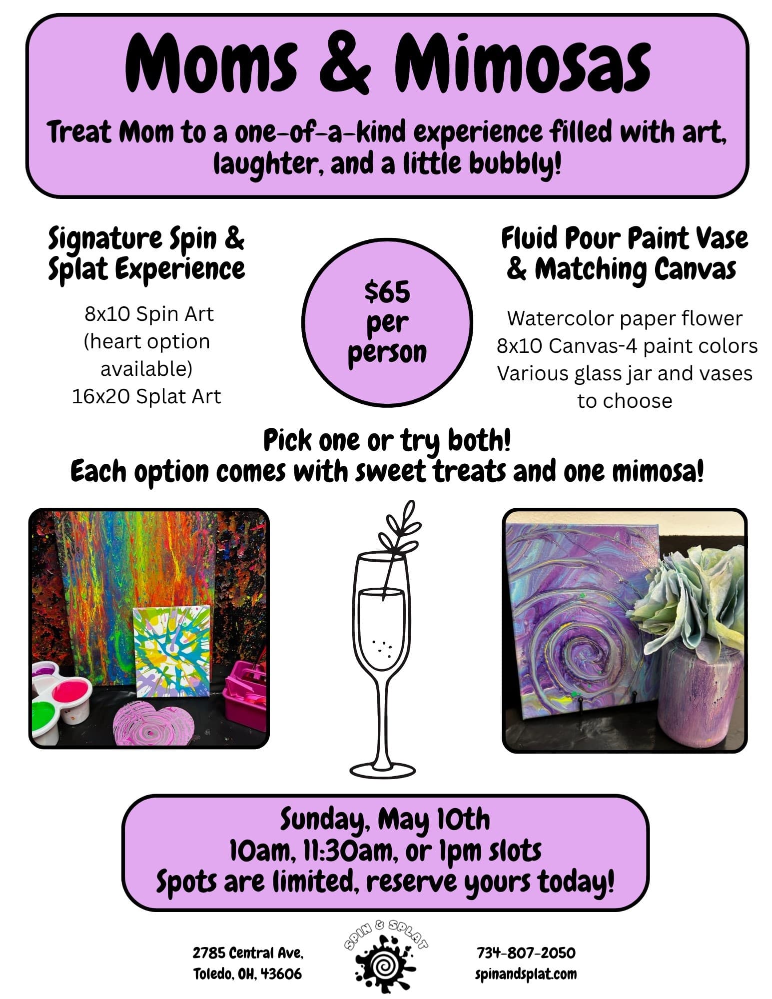 Mom's and Mimosas: Spin & Splat Art Sessions in Toledo