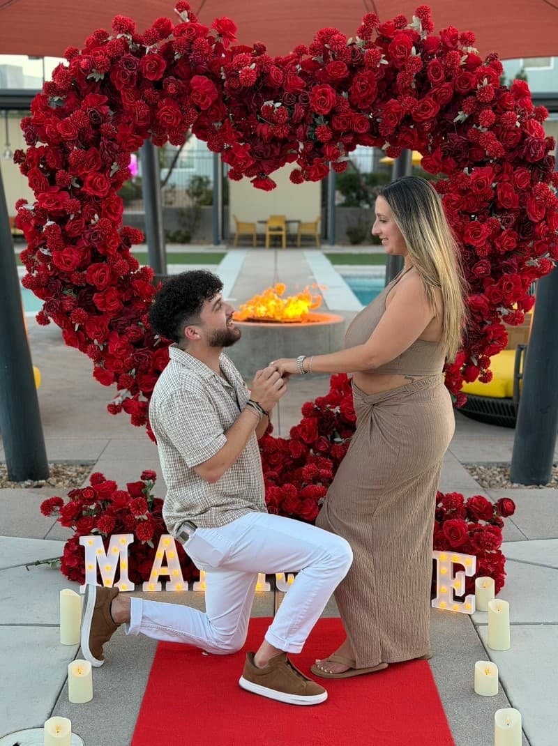 Las Vegas Luxury Rose Heart Proposal: Private Backyard and Park Setups