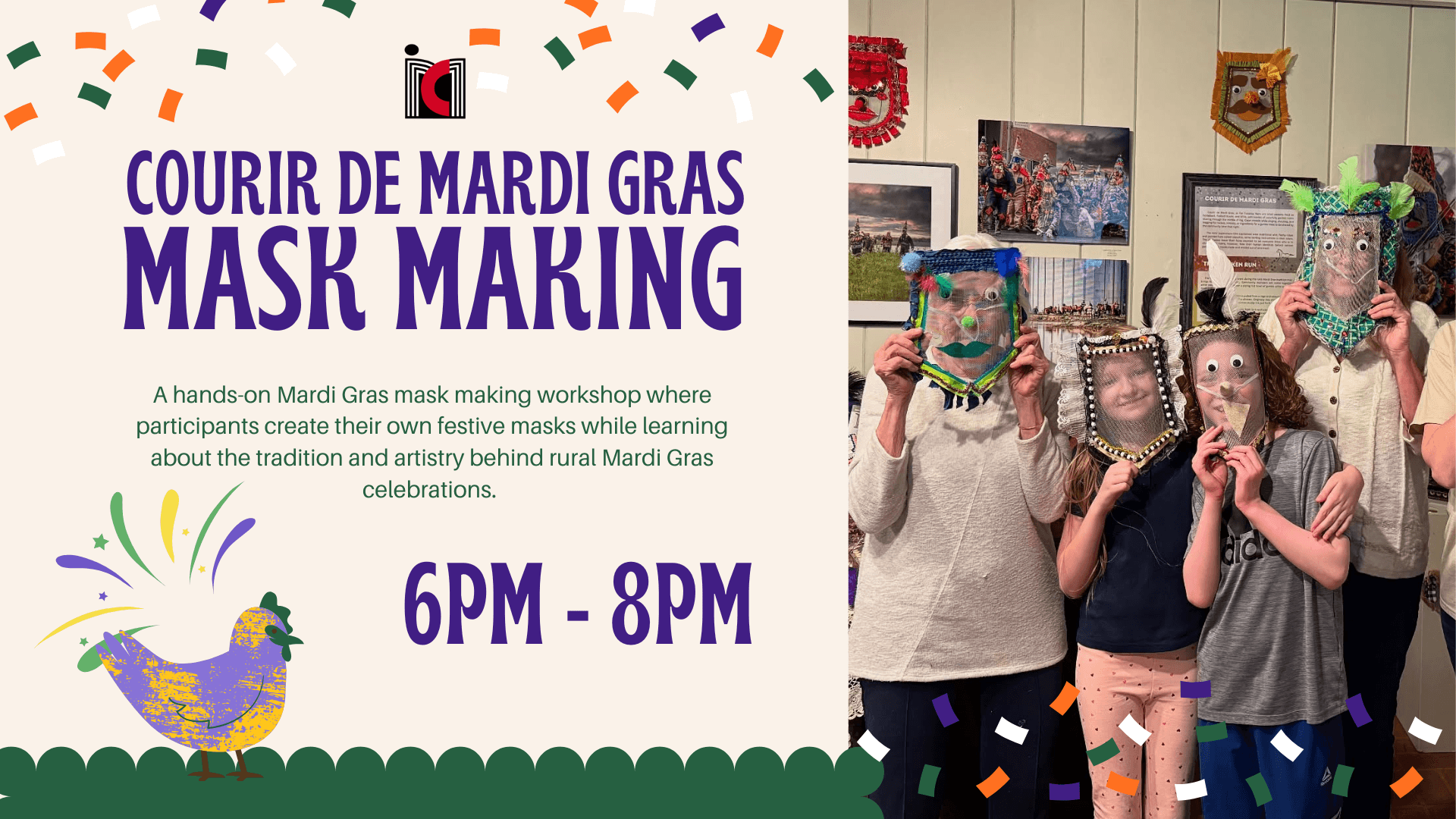 Create Your Own Courir de Mardi Gras Mask in Lake Charles: Hands-On Workshop