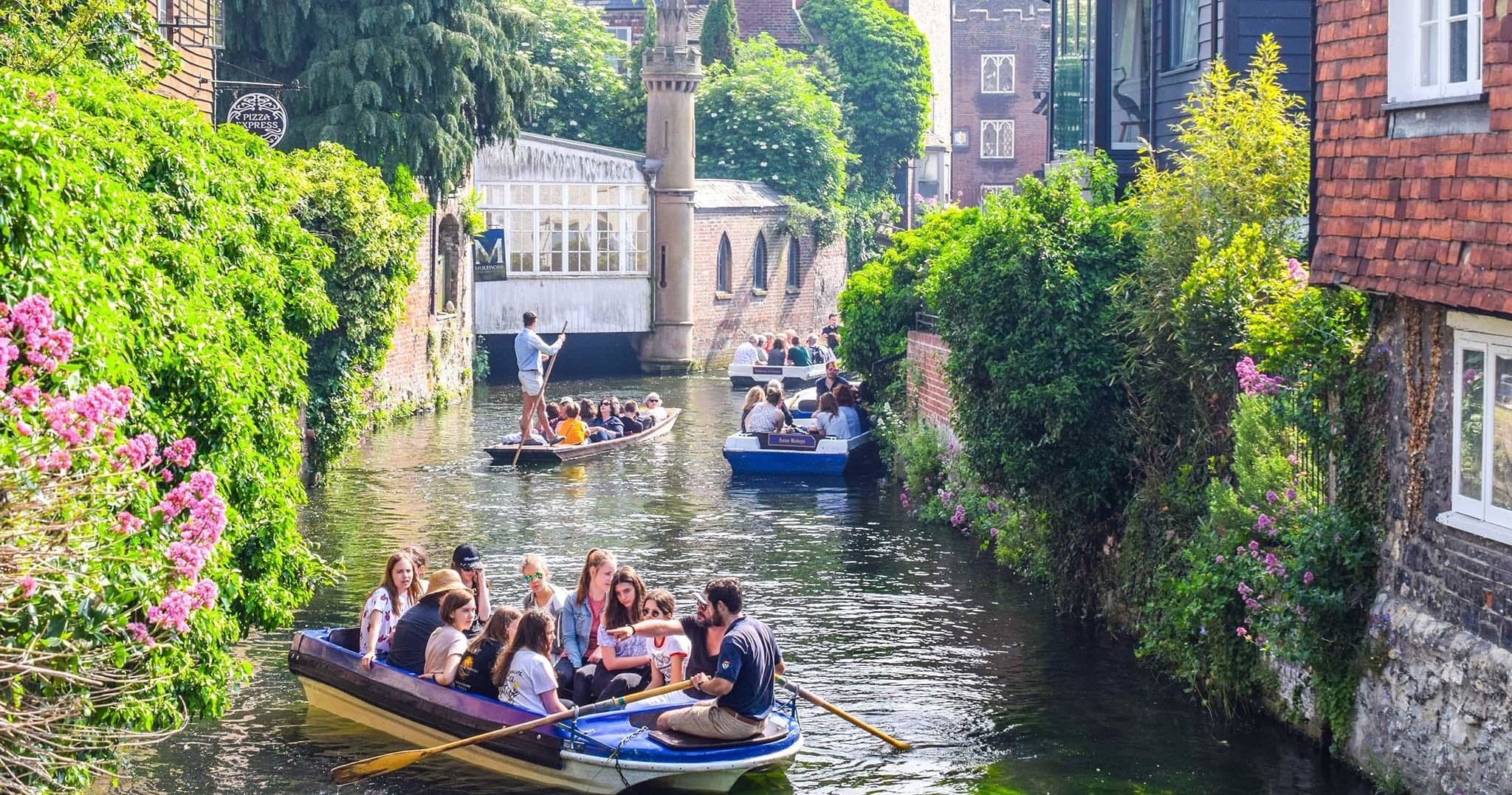 Punting tour on the River Stour through scenic Canterbury