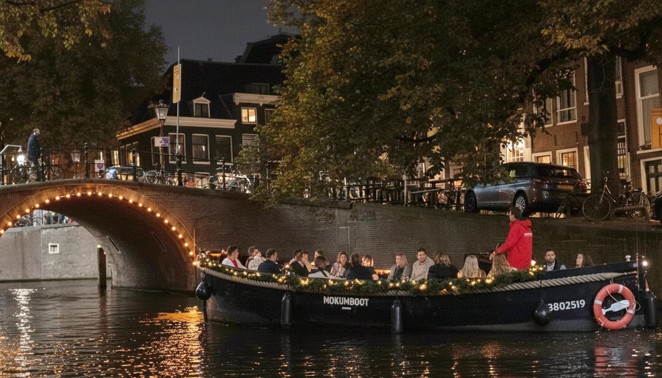 Experience the Magic of Amsterdam Light Festival on a Cozy Mokumboat Cruise