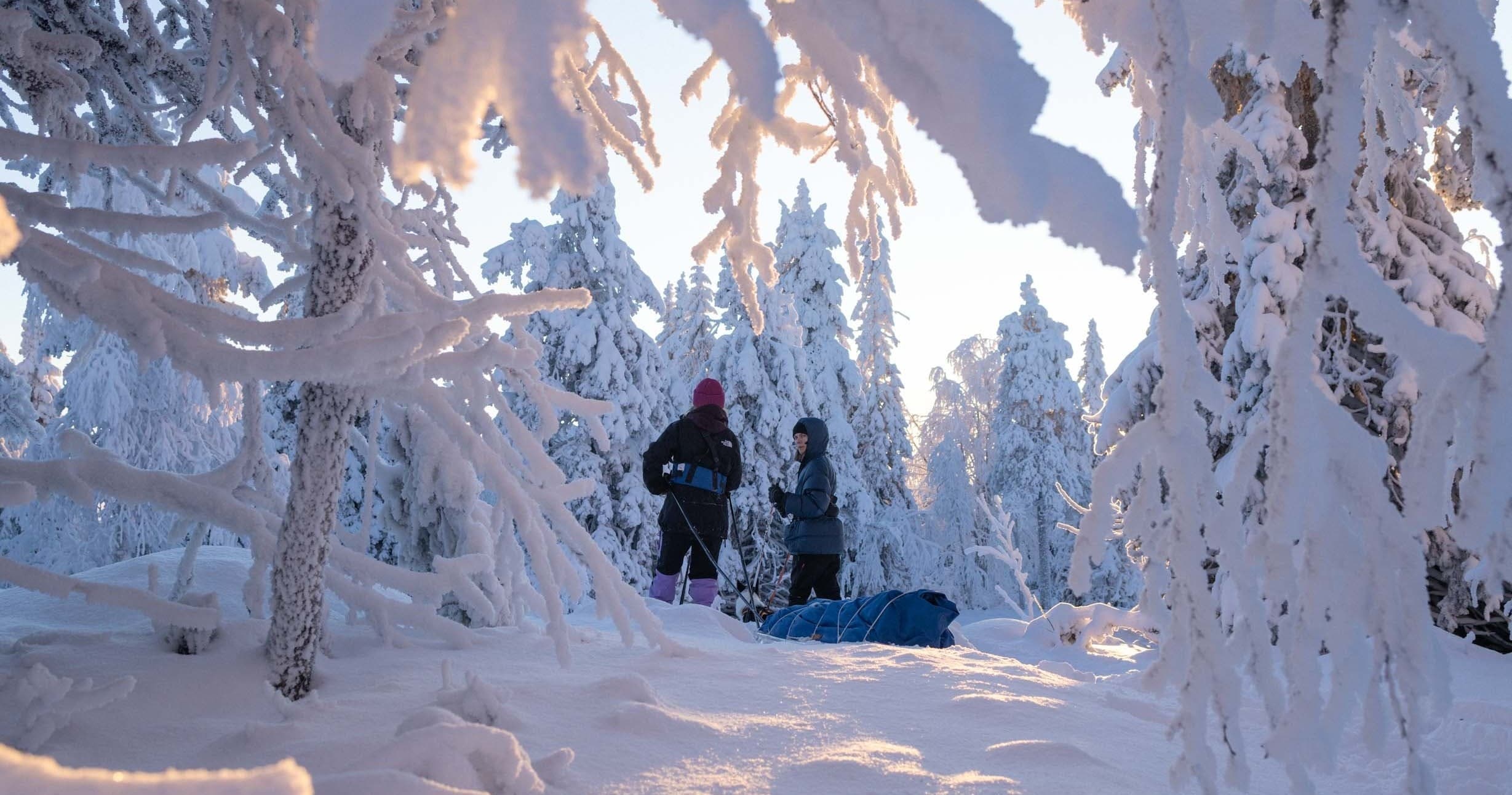 Overnight Ski Hike to Wilderness Hut — Two-Day Ski, Sauna & Ice Swim in Syöte