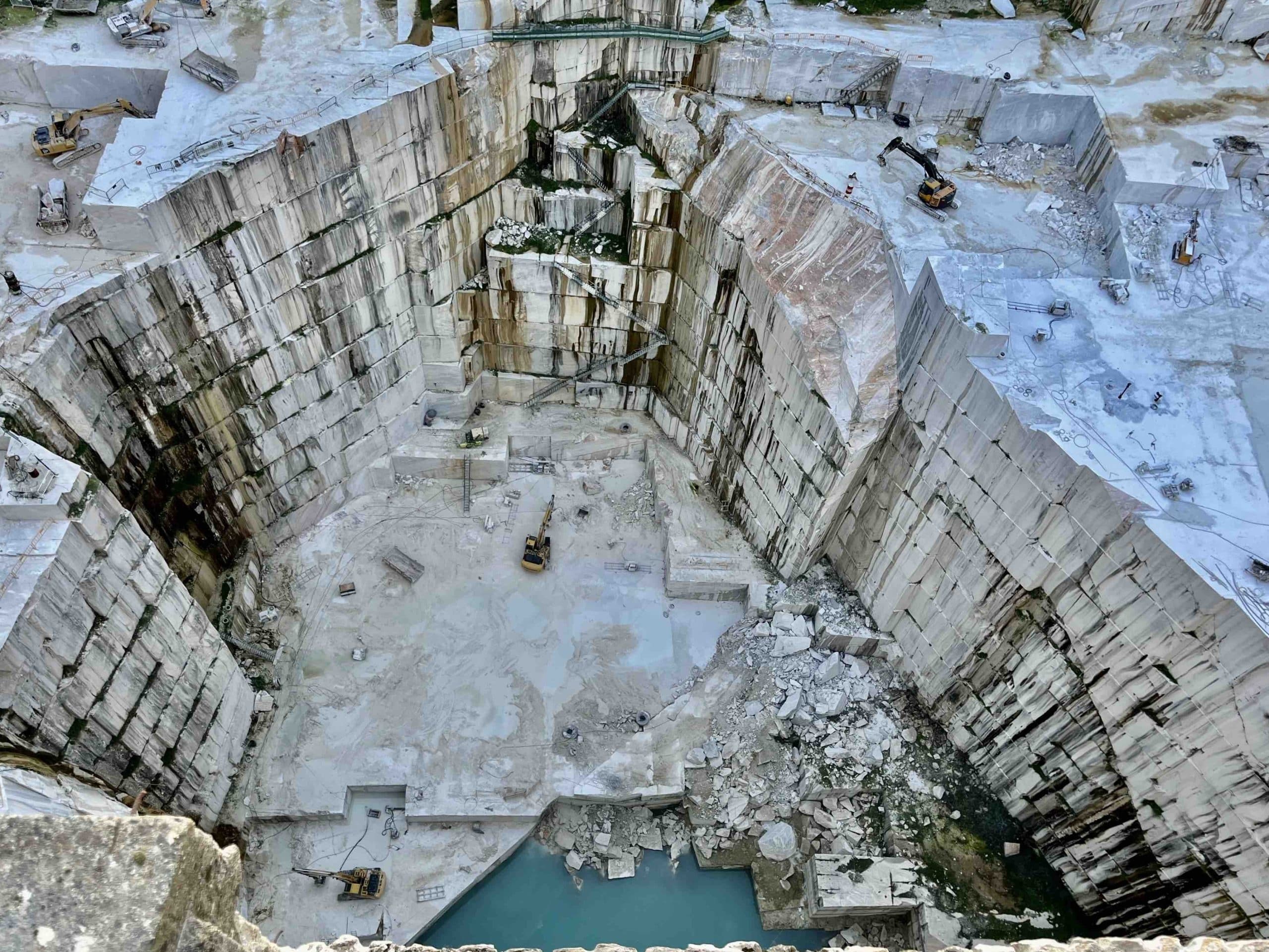 Abandoned marble quarry pit in Portugal, rugged exploration
