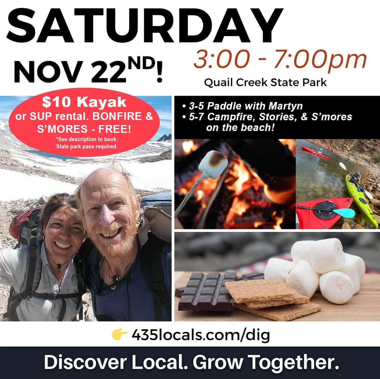 Sunset Paddle and Fireside Stories at Quail Creek with Martyn Williams